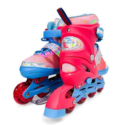Imagem de Patins Inline Infantil Unitoys Julieta 34 ao 37 com Freio e Kit Completo de Proteção