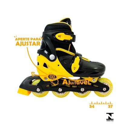 Imagem de Patins Kit Inline Amarelo 34/37 - Unitoys