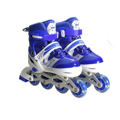 Patins Led Zippy Azul Kit Proteção Infantil Menino Barato - Mimo Importacao Exportacao S/a Imagem de Patins Led Zippy Azul Kit Proteção Infantil Menino Barato