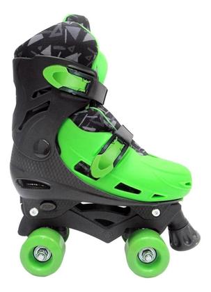 Imagem de Patins Para Meninos 4 Rodas Verde E Preto Clássico Roller Skate