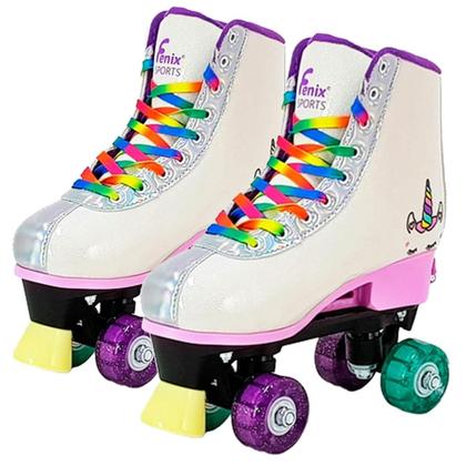 Imagem de Patins Quad 4 Rodas Menina Ajustável Com Luz Lançamento - Fenix