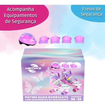 Imagem de Patins Quad Ajustável Borboleta Com Kit De Proteção 30 Ao 33
