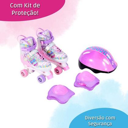 Imagem de Patins Quad Ajustável Borboleta Com Kit De Proteção 30 Ao 33