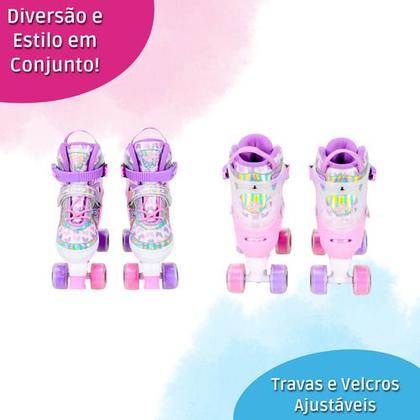 Imagem de Patins Quad Ajustável Borboleta Com Kit De Proteção 30 Ao 33