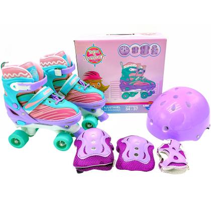 Imagem de Patins Quad Infantil Violeta Com Kit Proteção - Unitoys