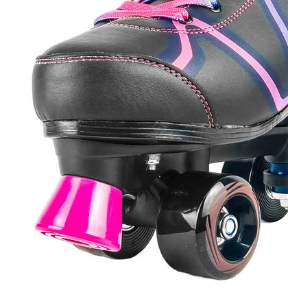 Imagem de Patins Quad Preto E Rosa Infantil Para Meninas Roller Tenis Tamanho 35-38 - Unitoys