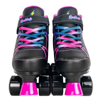 Imagem de Patins Quad Preto E Rosa Infantil Para Meninas Roller Tenis Tamanho 35-38 - Unitoys