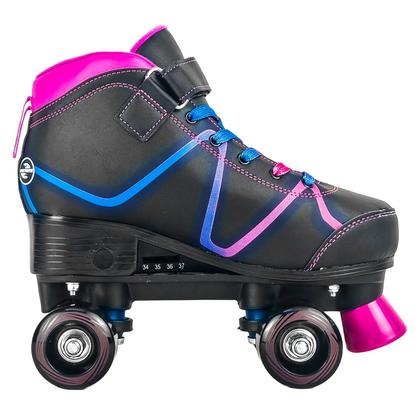 Imagem de Patins Quad Preto E Rosa Infantil Para Meninas Roller Tenis Tamanho 35-38 - Unitoys