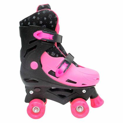 Imagem de Patins Quad - Roller Ajustável - 33 a 36 - Pink Glitter - DM Radical