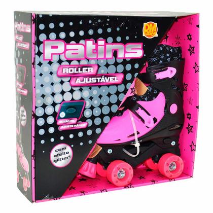 Imagem de Patins Quad - Roller Ajustável - 33 a 36 - Pink Glitter - DM Radical