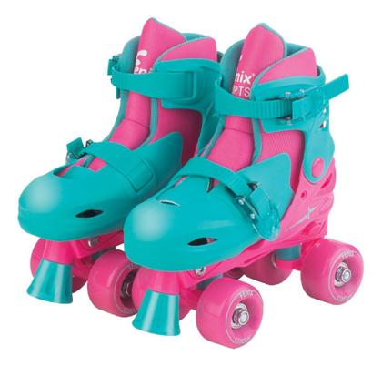 Imagem de Patins Roller 4 Rodas 34-37 Rosa E Verde + Acessórios Fênix