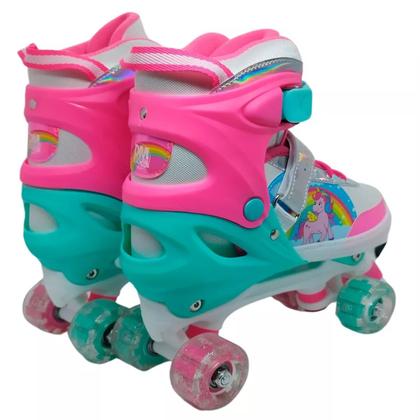 Imagem de Patins Roller 4 Rodas Unicórnio Menina Ajustável 30-33 Infantil