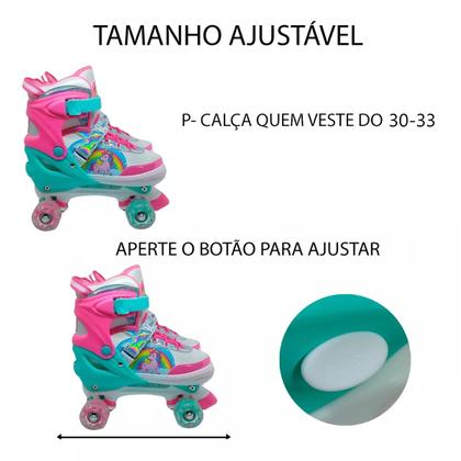 Imagem de Patins Roller 4 Rodas Unicórnio Menina Ajustável 30-33 Infantil