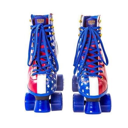 Imagem de Patins Roller Bel Sports Mulher Maravilha 4 Rodas Azul/Vermelho