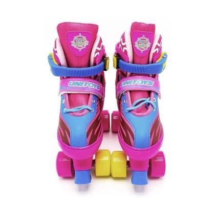 Imagem de Patins roller infantil ajustável 4 rodas com kit de proteção turma da aventura- unitoys