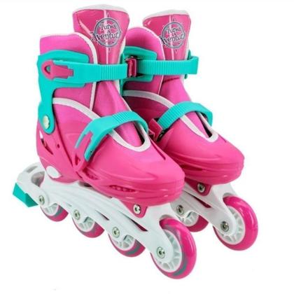 Imagem de Patins Roller Infantil com Kit de Proteção Rosa