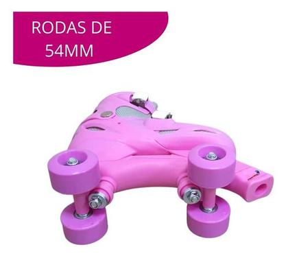 Imagem de Patins Roller Infantil Rosa Quad 4 Rodas Ajustável 31 a 42 C/ Inmetro