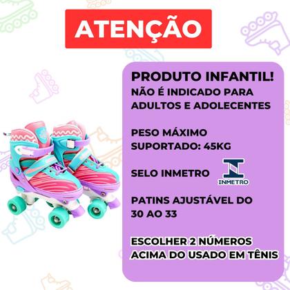 Imagem de Patins Roller Quad Kit Proteção Tamanho 30-33