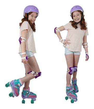 Imagem de Patins Roller Quad Kit Proteção Tamanho 30-33