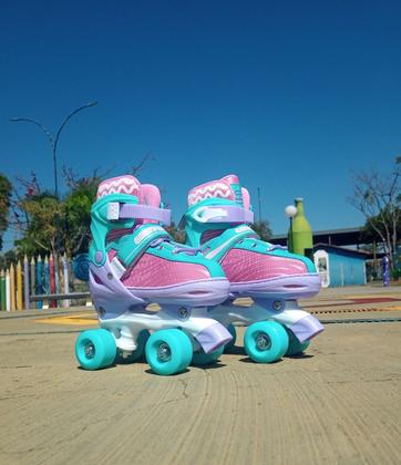 Imagem de Patins Roller Quad Kit Proteção Tamanho 30-33