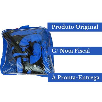 Imagem de Patins Roller Semi Profissional Ajustável 4 Rodas Nº 32-35 C/ Kit Proteção Completo