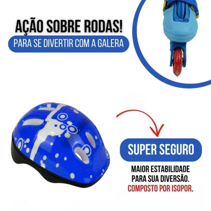 Imagem de Patins Roller Semi Profissional Ajustável 4 Rodas Nº 32-35 C/ Kit Proteção Completo