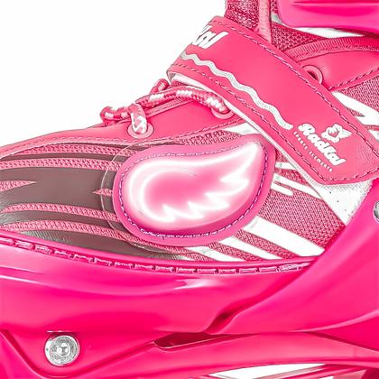 Imagem de Patins Roller Skate 4 Rodas Ajustável 30 - 41 Quad Rosa Meninas + Acessórios - Fenix Brinquedos