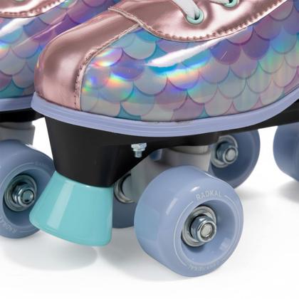 Imagem de Patins Roller Skate Sereia Infantil Adulto 4 Rodas Glitter 31-38 Tamanho Ajustável