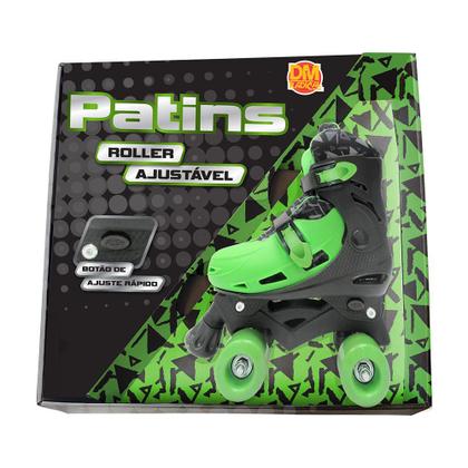 Imagem de Patins roller verde de plástico ajustável numeração do 33 ao 36