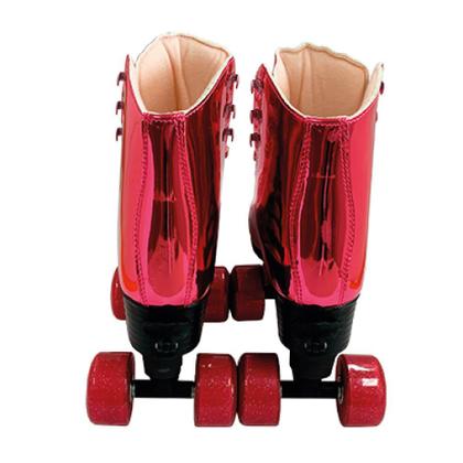 Imagem de Patins Shine Ajustável com 4 Rodas Rosa Platinado Brilhante - Fenix