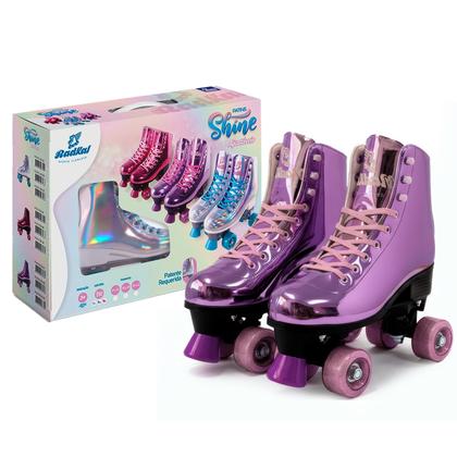 Imagem de Patins Skate Roller Quad Adulto 4 Rodas Com Regulagem De Tamanho E Freio Frontal