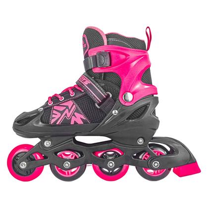 Imagem de Patins Tamanho Regulável Cor Rosa 4 Numeros Infantil Inline até 60kg Para Meninas - Unitoys