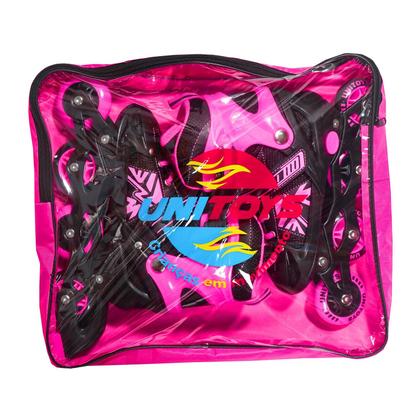 Imagem de Patins Tamanho Regulável Cor Rosa 4 Numeros Infantil Inline até 60kg Para Meninas - Unitoys