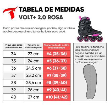 Imagem de Patins traxart freestyle inline volt rosa 2.0 abec 9