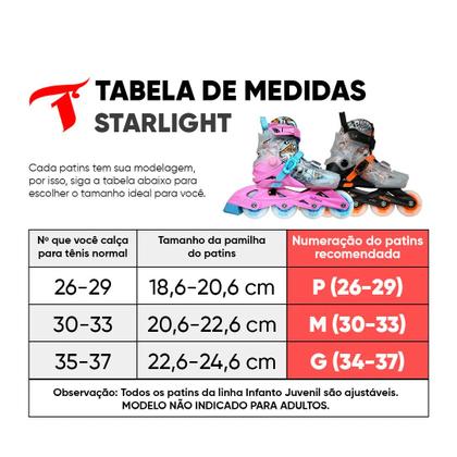 Imagem de Patins Traxart Infantil Ajustável Star Light Com LED Abec-9