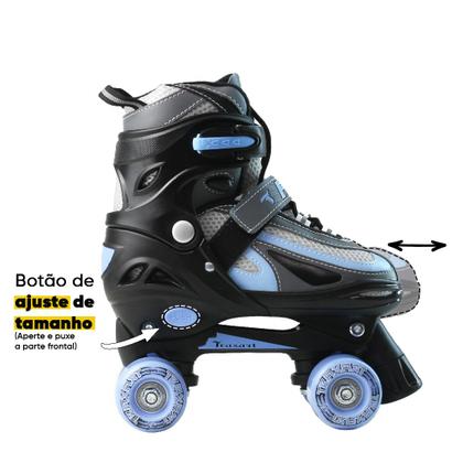 Imagem de Patins Traxart Infantil Flash Quad Preto/Azul - 54mm ABEC-7