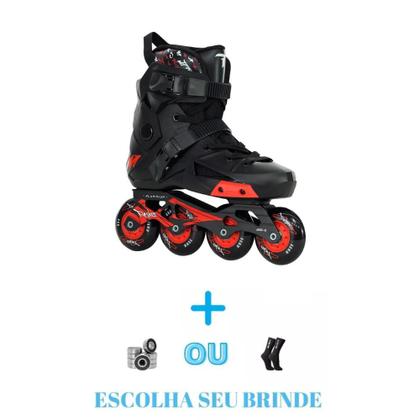 Imagem de Patins traxart revolt preto freestye com rodas pretas abec 9