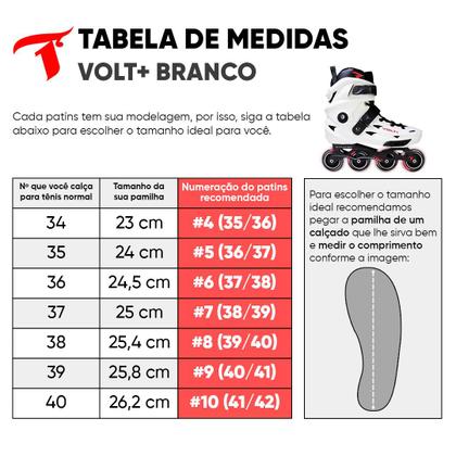 Imagem de Patins Traxart Volt + 2.0 Branco  Inline Freestyle - 80mm ABEC-9