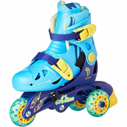Imagem de Patins Tri-Line/In-Line Ajustáveis com Acessórios - 26/29 - Azul - Fênix