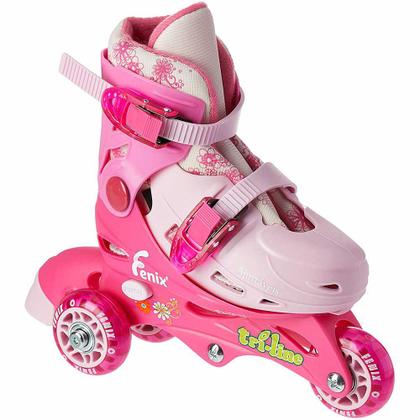 Imagem de Patins Tri-Line/In-Line Ajustáveis com Acessórios - 26/29 - Rosa - Fênix