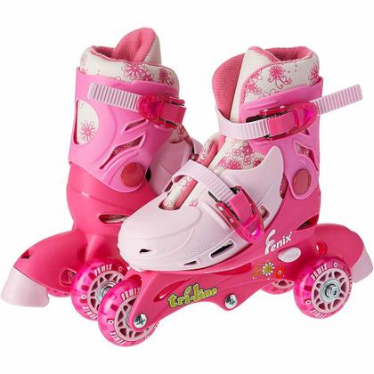Imagem de Patins Tri-Line/In-Line Ajustáveis com Acessórios - 26/29 - Rosa - Fênix