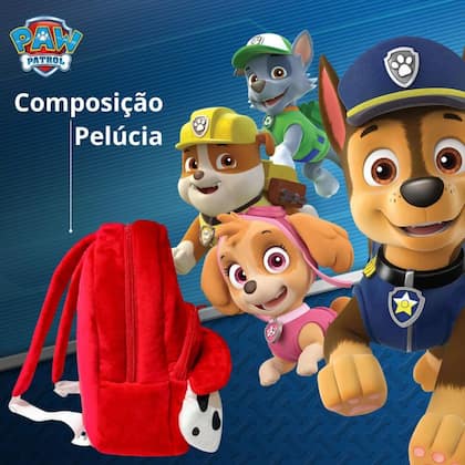 Imagem de Patrulha Canina 1x Mochila Infantil Pelúcia Marshall ou Chase Escolha seu Modelo CANDIDE Mochila Pelúcia Patrulha Canina