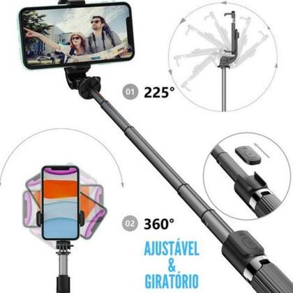 Imagem de Pau De Selfie 3 Em 1 Tripé Bluetooth Dobrável Com Controle
