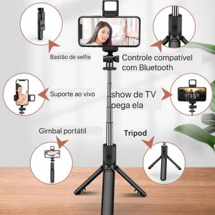 Imagem de Pau de Selfie Bastão Selfie Controle Remoto Bluetooth Tripé