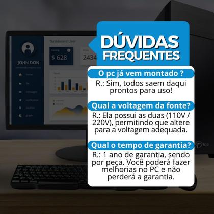 Imagem de PC Completo Intel Core i5  4GB RAM  SSD 120GB  WiFi  Win11 Trial  Monitor 15  Teclado e Mouse  Computador Desktop Office CPU