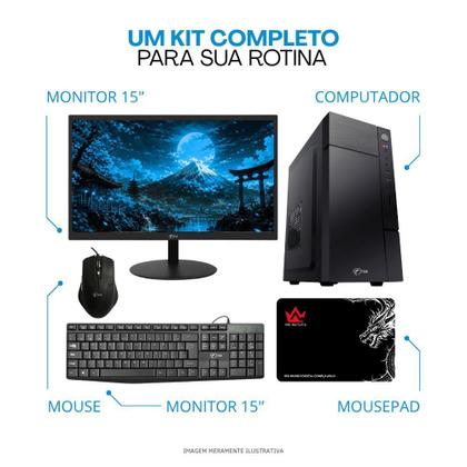 Imagem de PC Completo Intel Core i5  4GB RAM  SSD 120GB  WiFi  Win11 Trial  Monitor 15  Teclado e Mouse  Computador Desktop Office CPU
