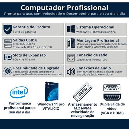 Imagem de Pc Completo Intel I7 Sexta Geracao Nvme 512 Gb 16 Gb Ddr4 Mon 20 W 11