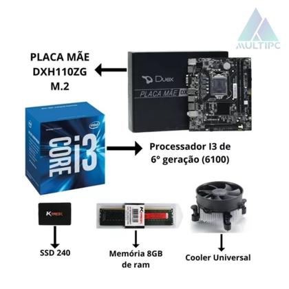 Imagem de Pc Computador Intel I3 8GB DDR4 240 SSD 6 Geração Win10 Pro