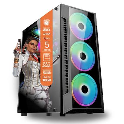 Imagem de PC Gamer AMD Ryzen 5 4600G, 16GB RAM, Placa de video Radeon Vega 7, SSD 480GB, Fonte 200W Kit Gamer Completo