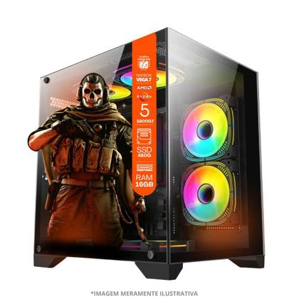 Imagem de PC Gamer AMD Ryzen 5 4600G, 16GB RAM, Placa de video Radeon Vega 7, SSD 480GB, Fonte 550W, Gabinete Aquário, Water Cooler Monitor 23 LED 75hz